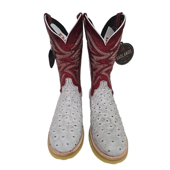 Dingo Men's DI 606 Kiwi Western Ostrich Print Pull On Boot White Red Size 9.5D - Picture 5 of 6